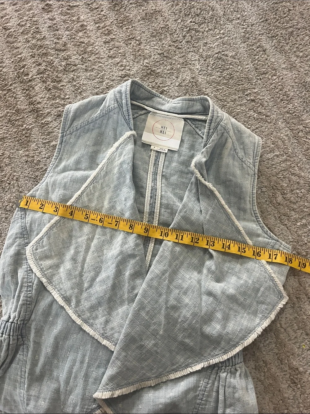 Hei Hei Anthro Light Blue Draped Denim Chambray Festival Cotton Vest Medium